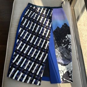 Peter Pilotto Wool Tweed Mixed Print Skirt - EUC - Size 2